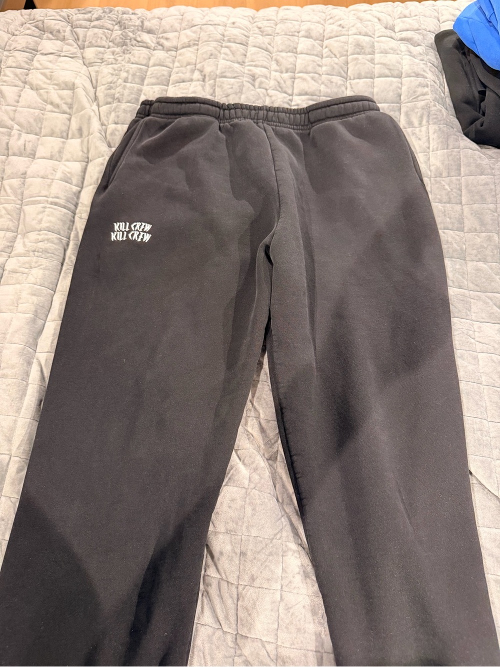 Kill Crew Black Lux Sweatpants with White Logo Oversized